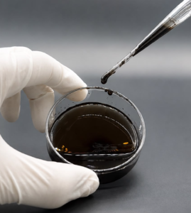 Dispersão coloidal de óxido de grafeno SUPRA-AQUA-GO-500 sendo manipulada em laboratório