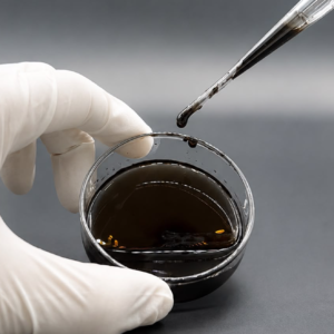 Dispersão coloidal de óxido de grafeno SUPRA-AQUA-GO-500 sendo manipulada em laboratório