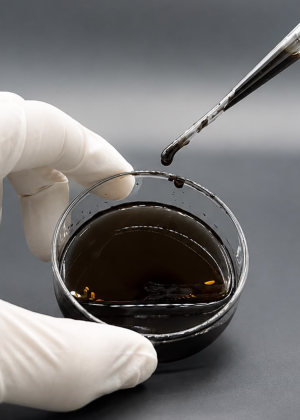 Dispers&atilde;o coloidal de &oacute;xido de grafeno SUPRA-AQUA-GO-500 sendo manipulada em laborat&oacute;rio